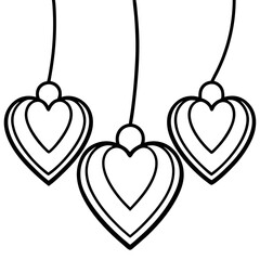 Floating Heart Ornaments Line Art