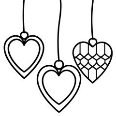 Floating Heart Ornaments Line Art