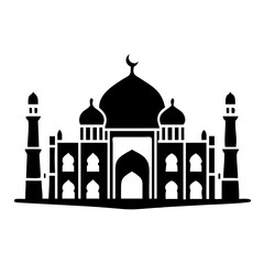 taj mahal icon, taj mahal silhouette vector illustration-simple silhouette illustration of taj mahal, perfect for taj mahal logos and icons
