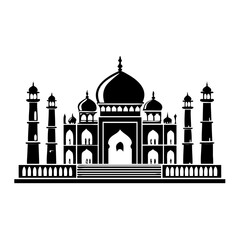 taj mahal icon, taj mahal silhouette vector illustration-simple silhouette illustration of taj mahal, perfect for taj mahal logos and icons