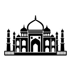 taj mahal icon, taj mahal silhouette vector illustration-simple silhouette illustration of taj mahal, perfect for taj mahal logos and icons