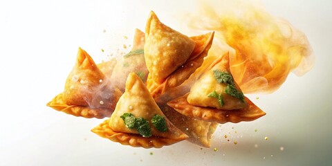 Crispy Fried Dumplings & Wontons: Delicious Chinese Appetizer - Stock Photo
