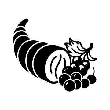 black cornucopia with grapes clip art preview