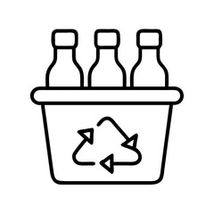 Glass bottle recycling bin icon vector illustration for environmental sustainability concept
