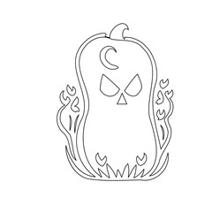 Spooky Outline: Halloween Pumpkin in Monochromatic