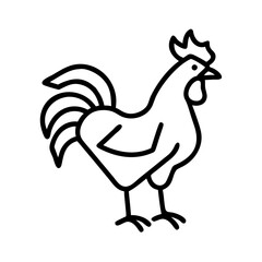 Isolated rooster vector illustration, farm animal outline drawing, chicken graphic design icon