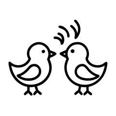 Fototapeta premium Two cute cartoon birds communicating with sound waves vector illustration graphic design