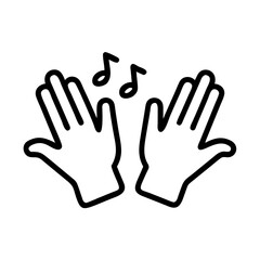 Fototapeta premium Hands clapping with music notes vector illustration for applause and celebration design concept