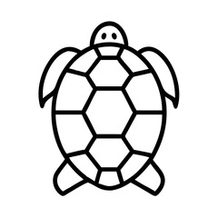 Obraz premium Vector sea turtle illustration outline drawing marine animal reptile icon simple tortoise design graphic isolated