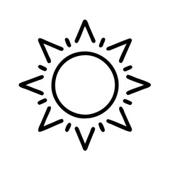 Sun outline vector illustration, summer sunlight graphic, weather icon, sunshine design element