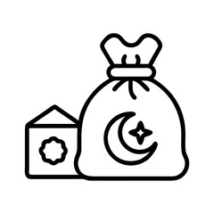 Download ramadan kareem icon vector illustration of gift bag with moon and star for islamic design