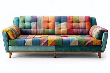 Obraz premium Cozy Comfortable Sofa on White Background - Minimalist Home Decor Stock Photo