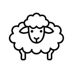 Sheep vector icon illustration, cute farm animal drawing, lamb outline, wool livestock design icon