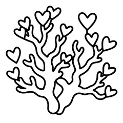 Heart-Inspired Coral Reef Line Art