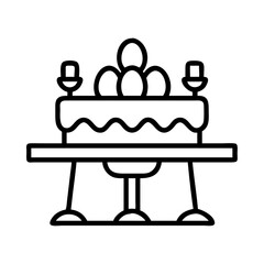 Fototapeta premium Easter cake with eggs and candles on table vector illustration for holiday celebration design