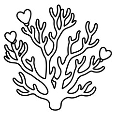 Heart-Inspired Coral Reef Line Art