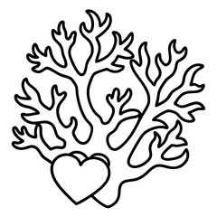 Heart-Inspired Coral Reef Line Art