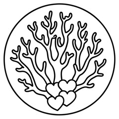 Obraz premium Heart-Inspired Coral Reef Line Art