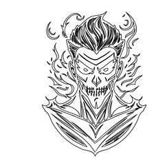 Outline illustration of sinister, demonic character