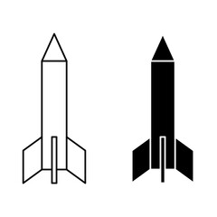 Rocket Icon Vector. Rocket Vector Icon in line style design. Symbol of Rocket. Vector illustration.
