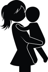 Mother and child silhouette vector illustration, mothers day celebration 