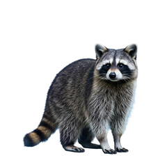 Obraz premium A Delighted Raccoon Stands Proudly Against a Brightly Colored Background, Showcasing Its Distinctive Features and Playful Nature