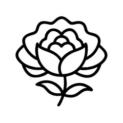 Vector rose flower drawing outline, floral design element, botanical illustration, line art, bloom