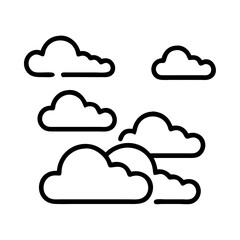 Cloud vector set, weather forecast icons, sky design elements, cloudscape silhouette graphic design