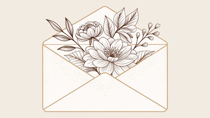Vintage floral envelope with hand-drawn flowers