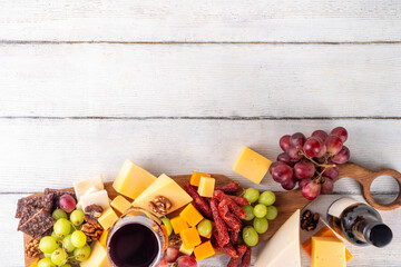 Tasty delicious cheese and appetizers board