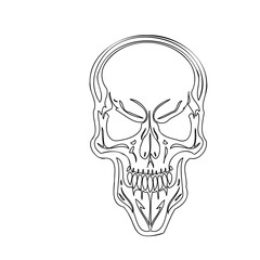 Monochrome Skull Outline, Line Art Illustration