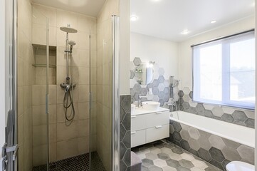 interior apartment room bathroom, sink, decorative elements, toilet