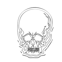 Fiery Skull Outline: Artistic and Bold Design