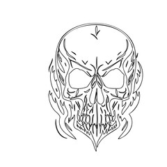Flaming Skull Silhouette Design Illustration