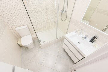 interior apartment room bathroom, sink, decorative elements, toilet