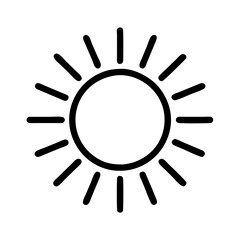 Sun outline vector illustration, summer sun icon, sunshine rays graphic, weather symbol design element
