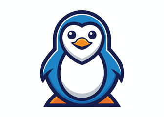 Cute Penguin Standing Cartoon Vector Icon. Penguin flat vector illustration on white background.