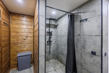 interior apartment room bathroom, sink, decorative elements, toilet