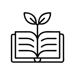 Open book with plant growing knowledge education learning development growth studying concept