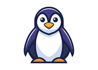 Cute Penguin Standing Cartoon Vector Icon. Penguin flat vector illustration on white background.