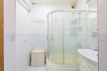 interior apartment room bathroom, sink, decorative elements, toilet