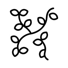 Vector floral design element with leaves and vines for decoration and ornament in black color isolated