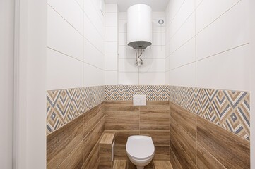 interior apartment room bathroom, sink, decorative elements, toilet