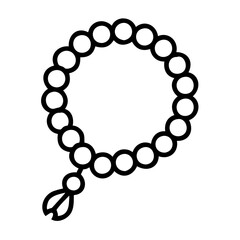 Outline prayer beads rosary vector illustration, religious meditation beads for worship and faith