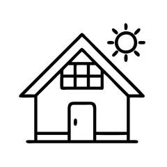 House icon real estate home building architecture residential property sun sunshine vector line art