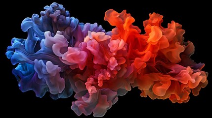 Obraz premium Colorful abstract fluid art with swirling shapes in shades of purple, orange, and pink, evoking a sense of movement and creativity