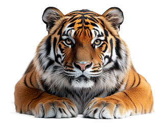 Obraz premium A high-resolution studio photograph full body shot of a Royal Bengal Tiger on a pure white background, perfect for dicut animal symbol of India
