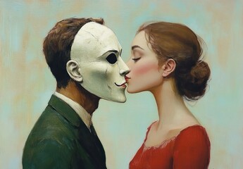 Illusion of Affection in a Surreal Embrace