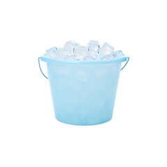 Light Blue Plastic Ice Bucket Filled with Ice Cubes
