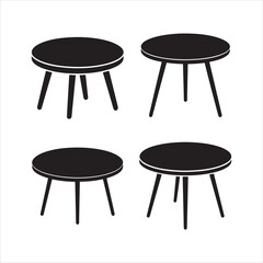 Round Table Icon Vector in Minimal Silhouette Design